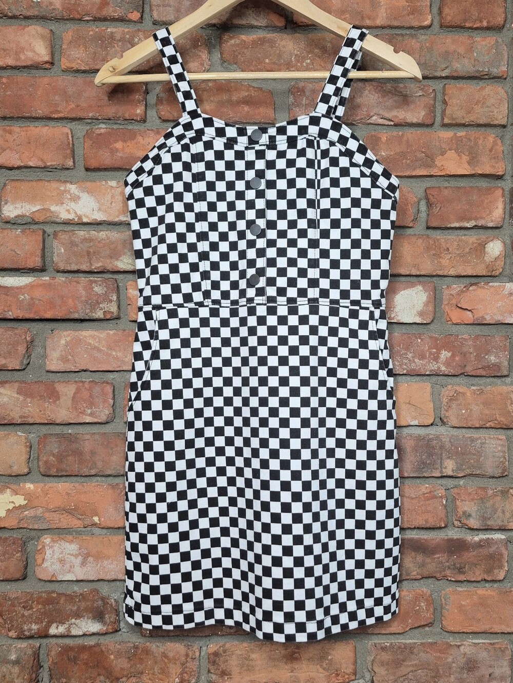My Sister's Closet Black White Checkerboard Stretch Cotton Mini Dress Y2K